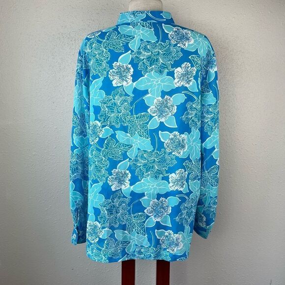 Draper’s & Damon’s Floral Collarless Button Down Shirt Size XL EUC - Picture 6 of 7